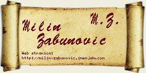 Milin Zabunović vizit kartica